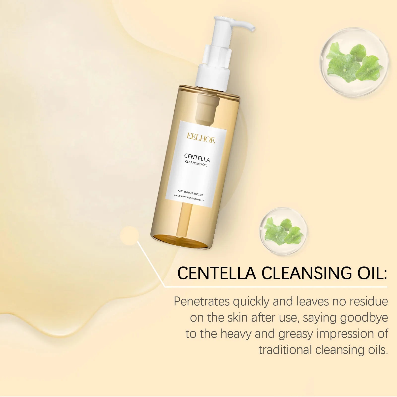 EELHOE Centella Light Cleansing Oil Makeup Remover Moisturizing Facial Cleansing Oil Control Nourishing Face Brightening Serum