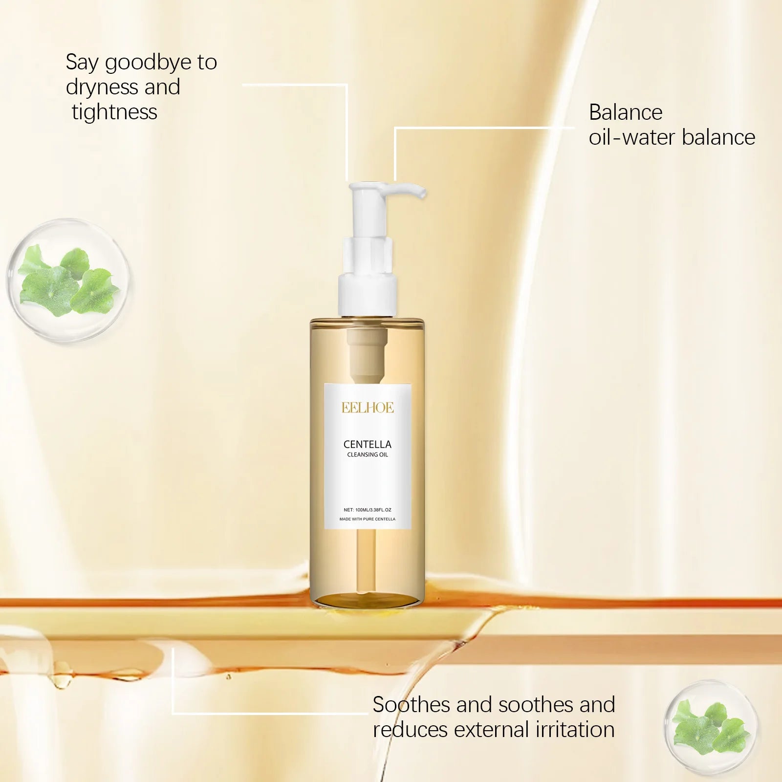 EELHOE Centella Light Cleansing Oil Makeup Remover Moisturizing Facial Cleansing Oil Control Nourishing Face Brightening Serum