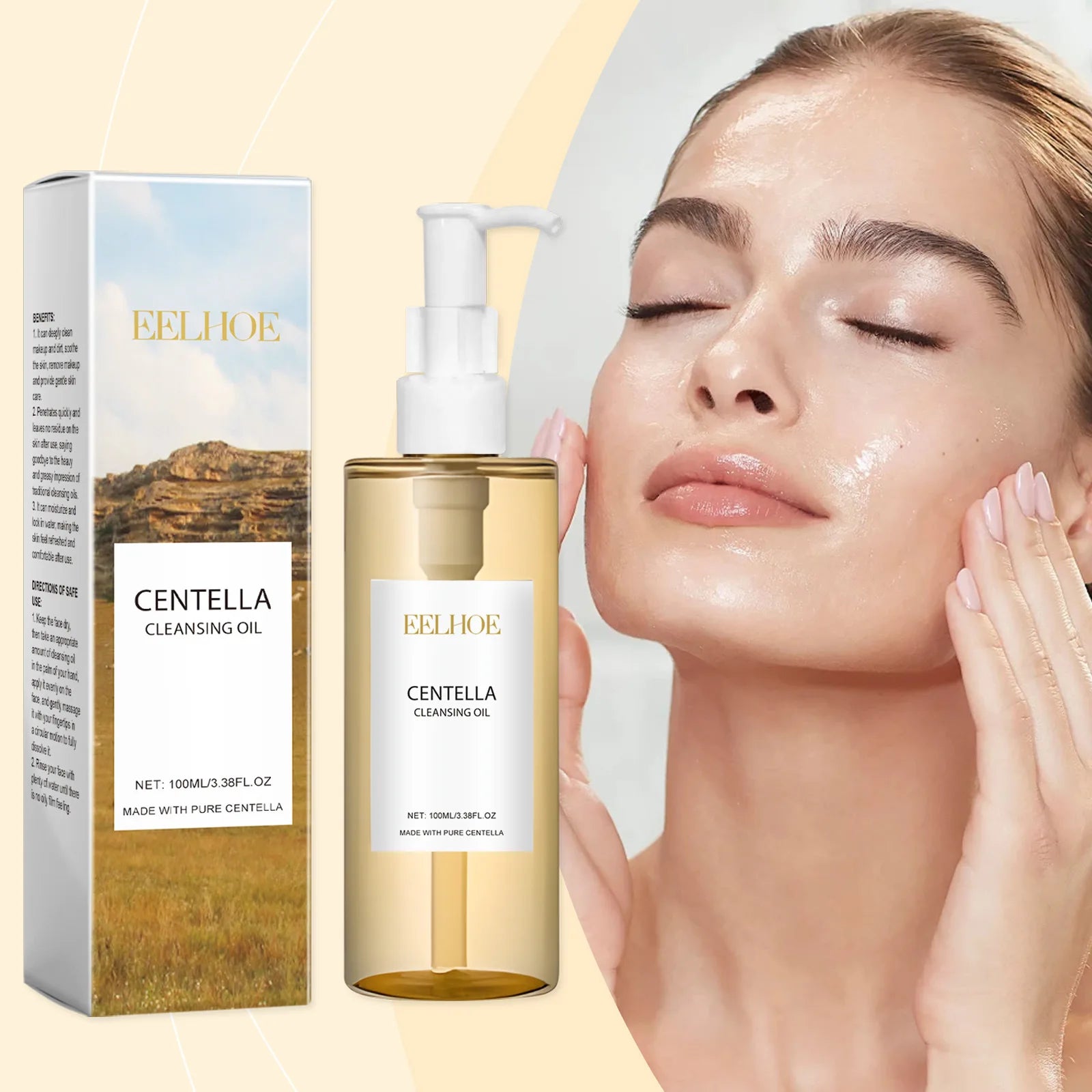 EELHOE Centella Light Cleansing Oil Makeup Remover Moisturizing Facial Cleansing Oil Control Nourishing Face Brightening Serum