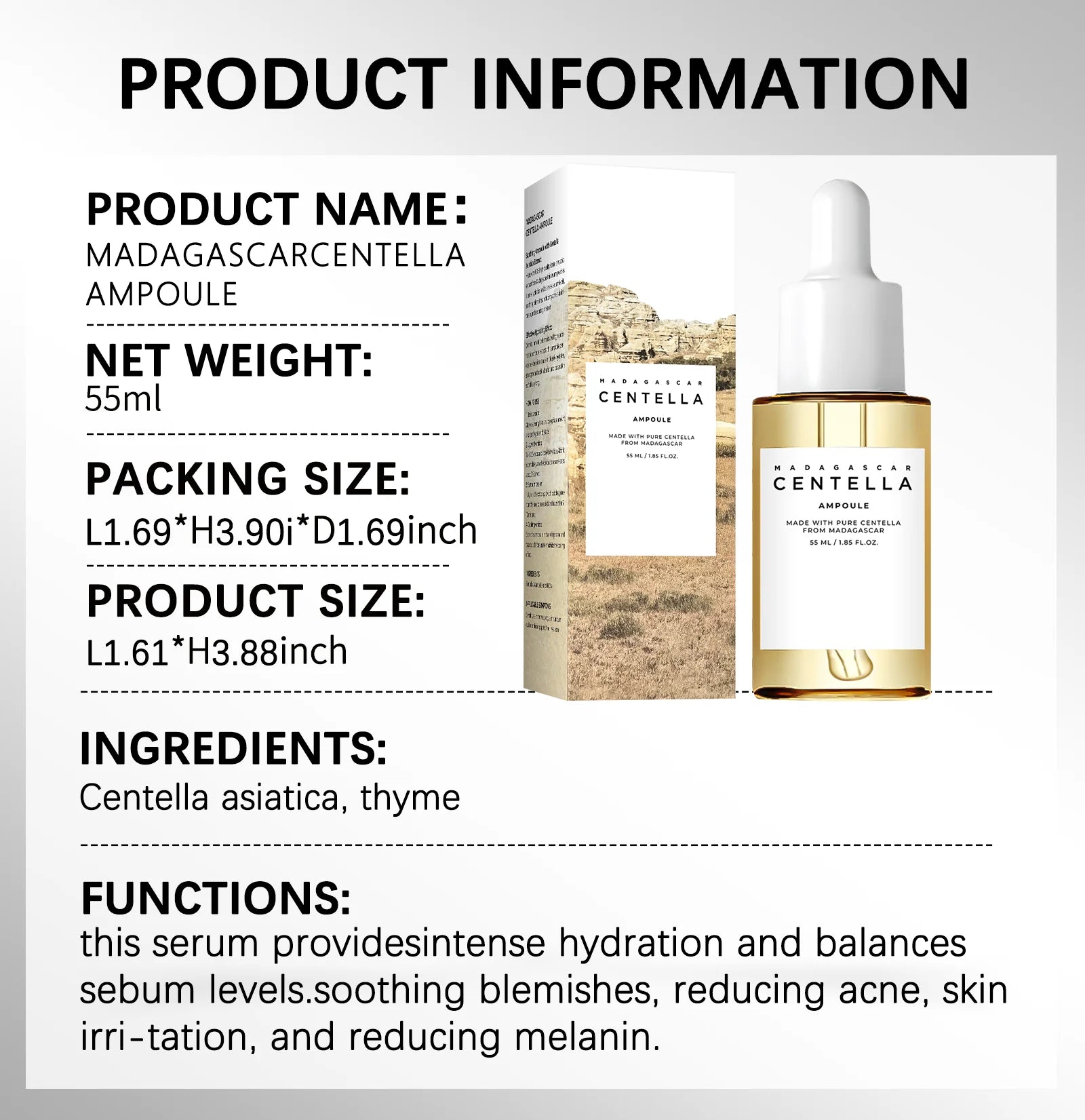 Sensitive Skin Comfort Serum 55ml - Madagascar Centella Formula Calms, Soothes & Deeply Moisturizes for Daily Skin Care Support.